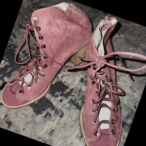 Jeffrey Campbell Pink Lace-Up Boots
